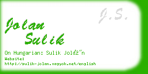 jolan sulik business card